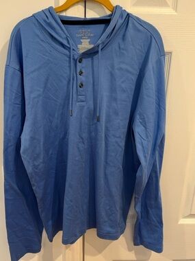 Polo by Ralph Lauren Blue Hooded Henley Long-Sleeve Shirt Sz S/M